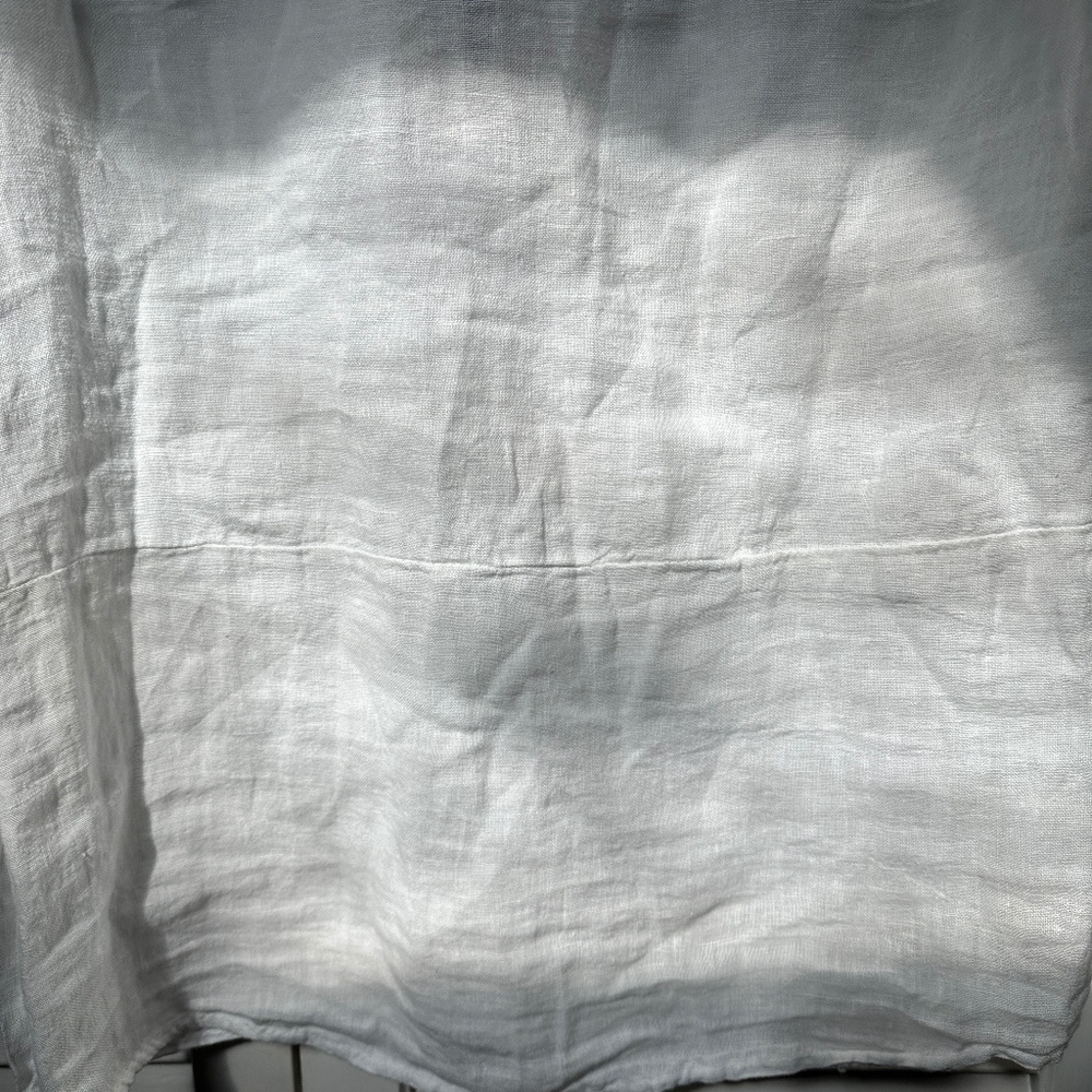Lungo L'Arno Linen Blouse Short Sleeve Tropical Palm Embroidery Side Buttons - Picture 12 of 17